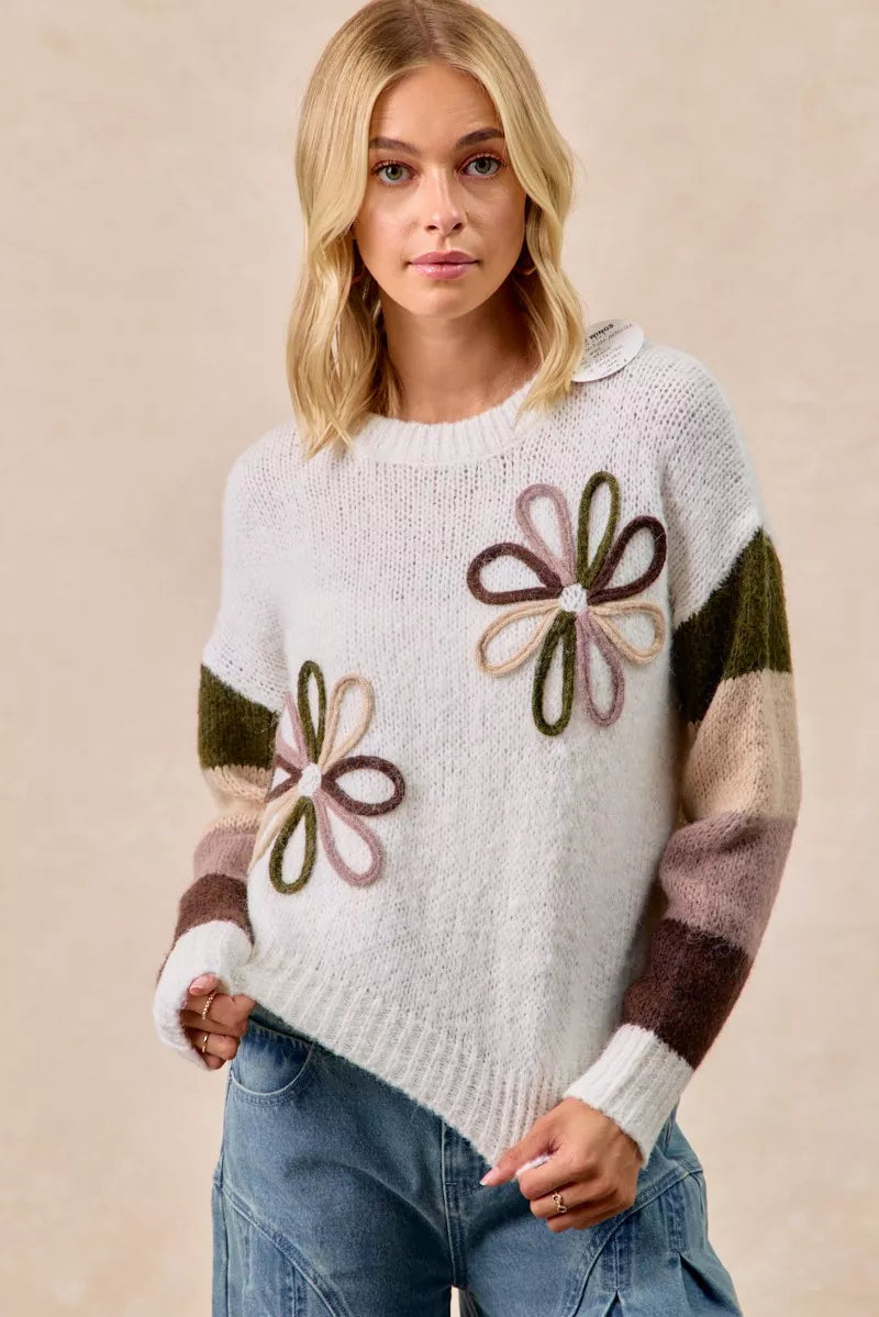 BiBi Flower Color Block Sweater – Arielys